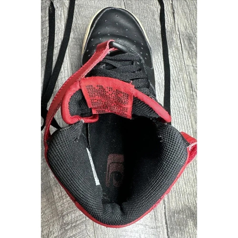 Nike Air Force 1 Shoes Youth 5 Y Mid '06 Leather Black‎ Red Sneakers 314195-061